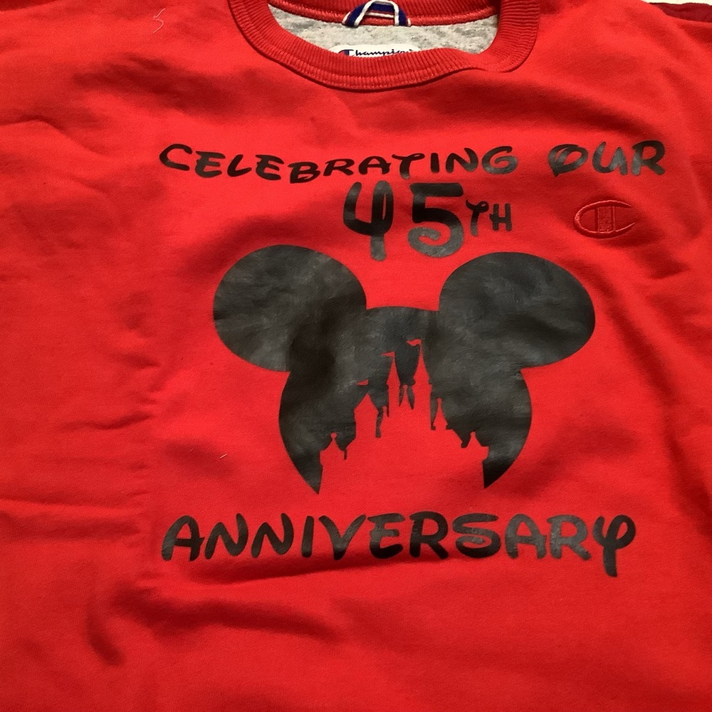 Champion Red Sweatshirt with Black Graphic